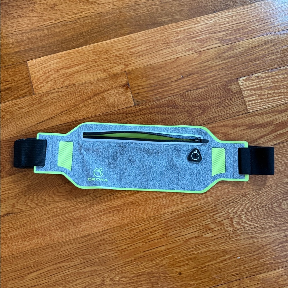 Gray and Neon Green Running Belt